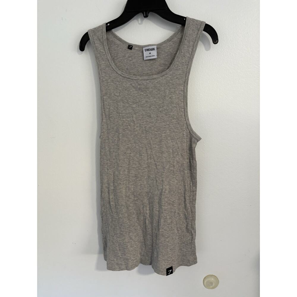Gymshark Men’s Ribbed Tank Top Gray Size Medium Athletic Muscle Fit Gym